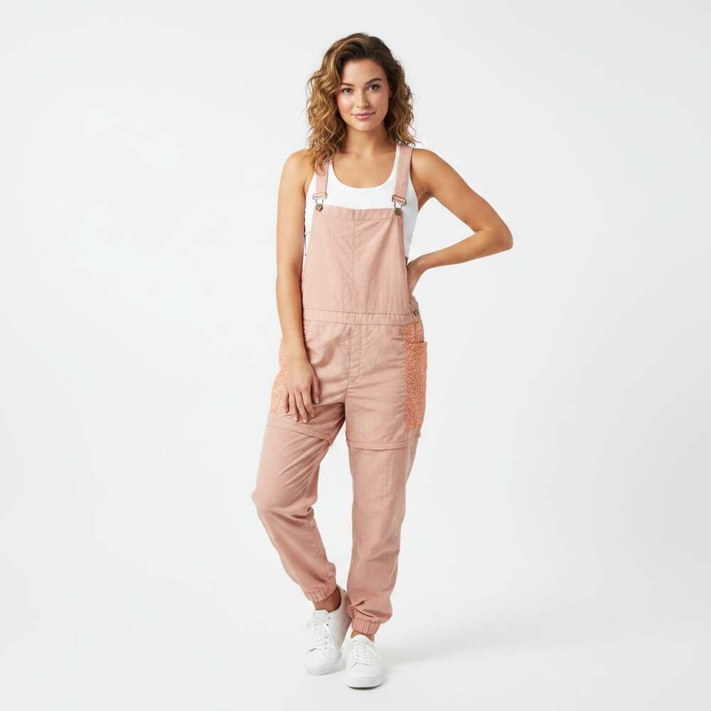 Free People FP Movement Morning Meadow Overalls Jumpsuit Large Blush Lace
